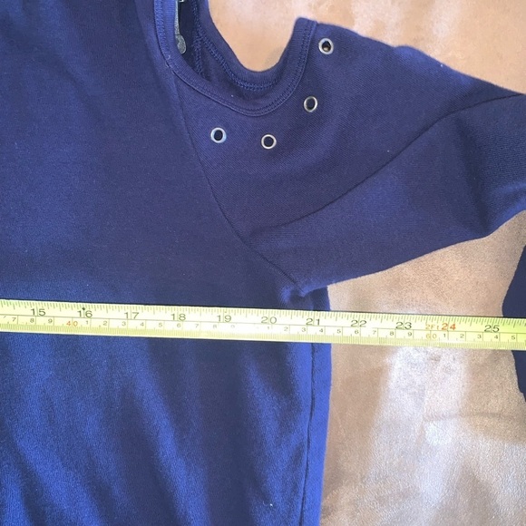 Soft Surroundings Navy French Terry Cotton Cold Shoulder Grommet Sweatshirt XL - Picture 8 of 10